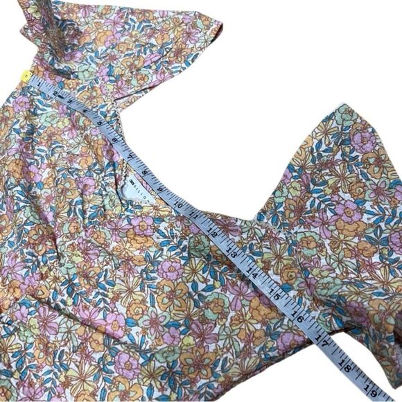 ASOS Design Textured Ruched Mini Dress Short Sleeves Pastel Floral Size 10 - Picture 15 of 16